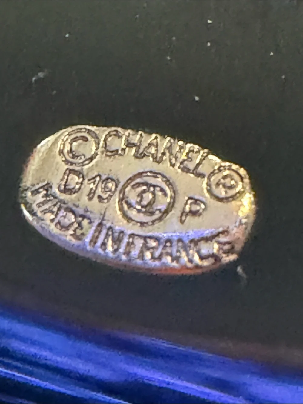 CHANEL Black and Silver Resin Logo Bangle
